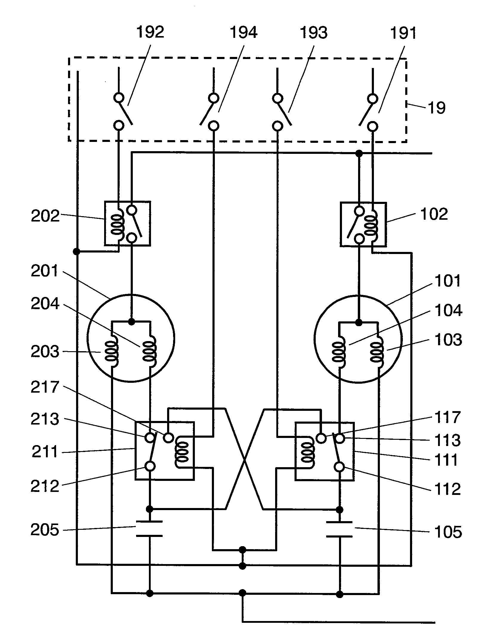 Dual air conditioner system shared capacitors
