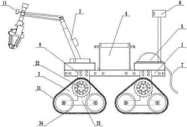 Nuclear radiation environment automatic sampling mechanical vehicle