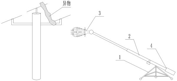 Ground potential overhead line foreign matter removing device