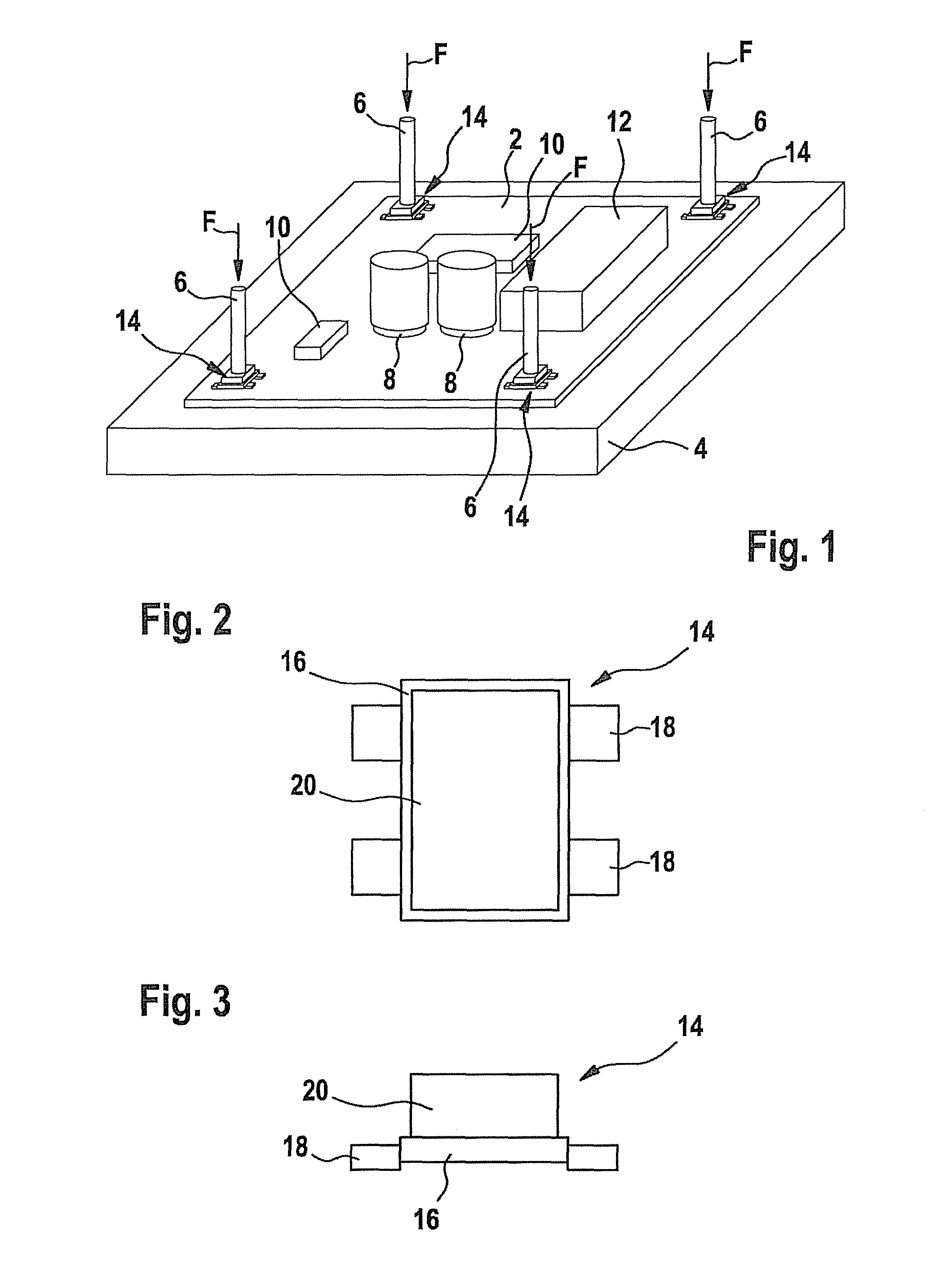 Method for fixing an electrical or an electronic component, particularly a printed-circuit board, in a housing and fixing element therefor