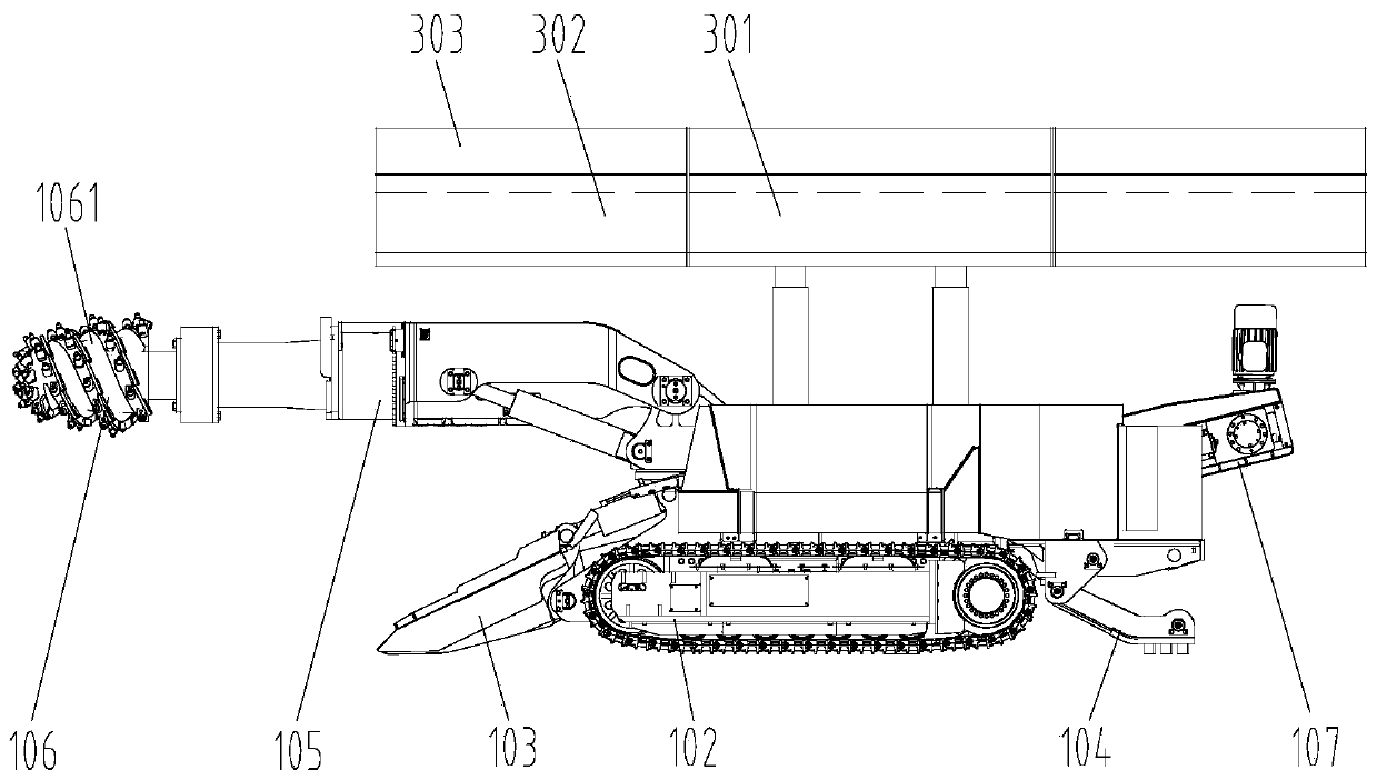 Cantilever tunneling machine with support shoe and construction method thereof