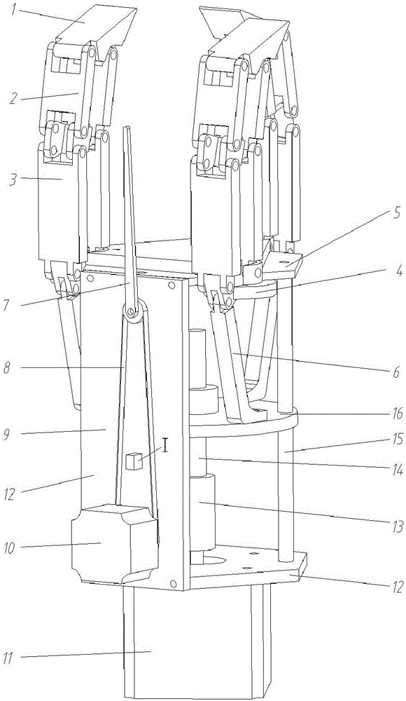 Under-actuated fruit-vegetable picking end executor device and picking method