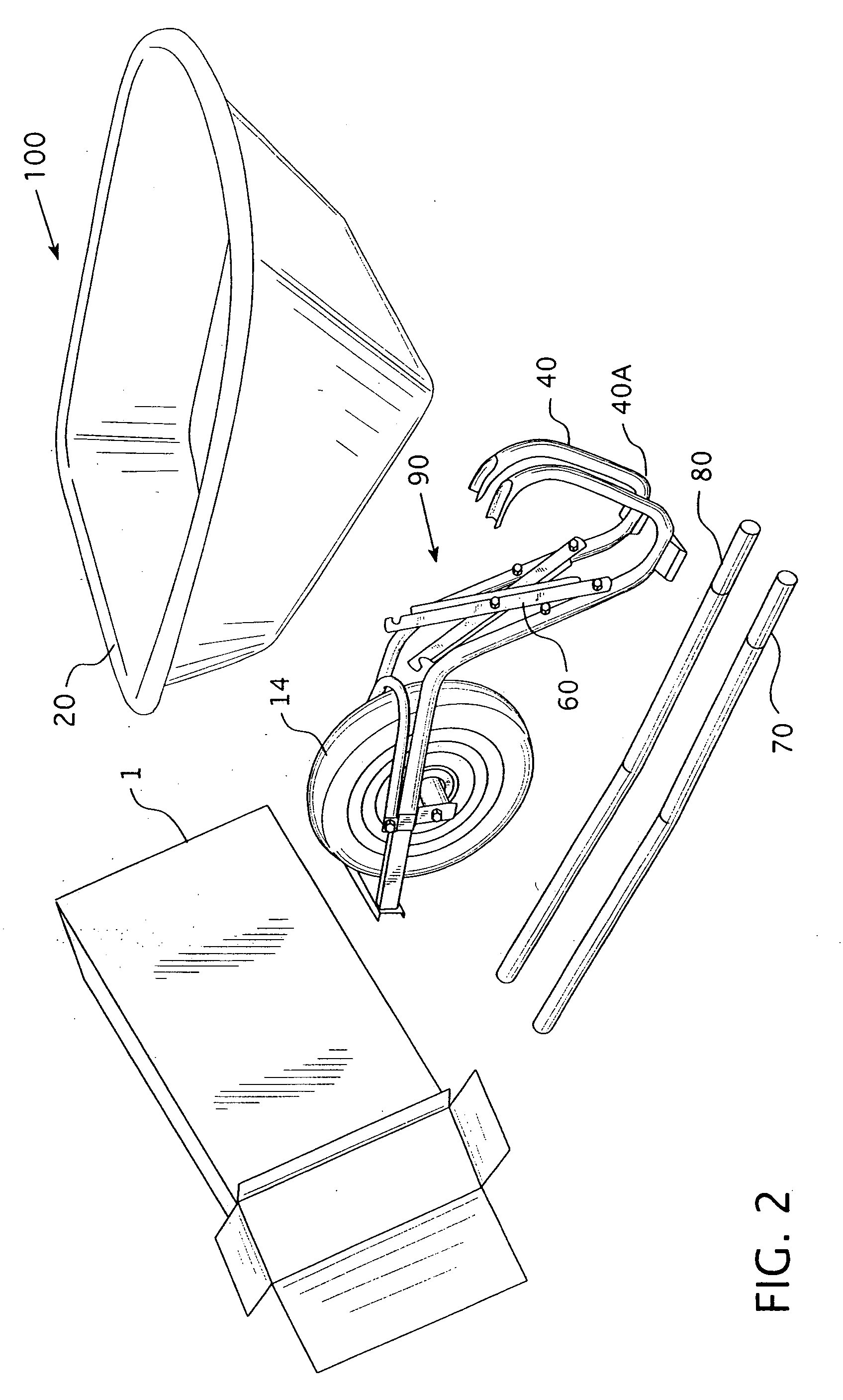 Folding leg brace for a wheelbarrow