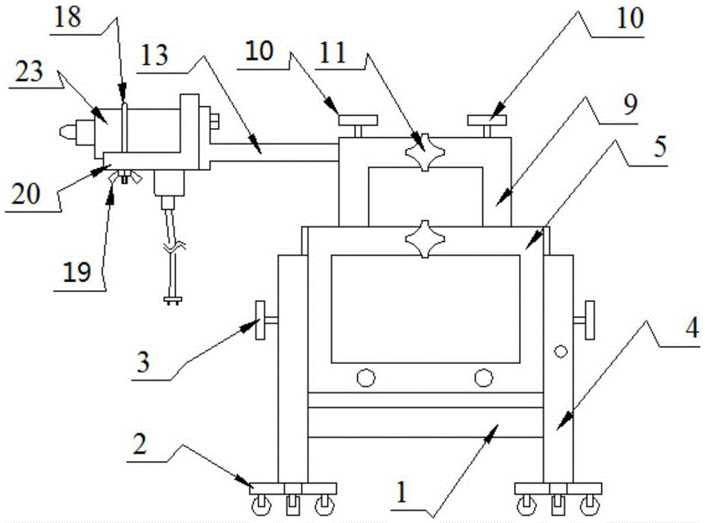Single drilling device and method for high portion of building wall