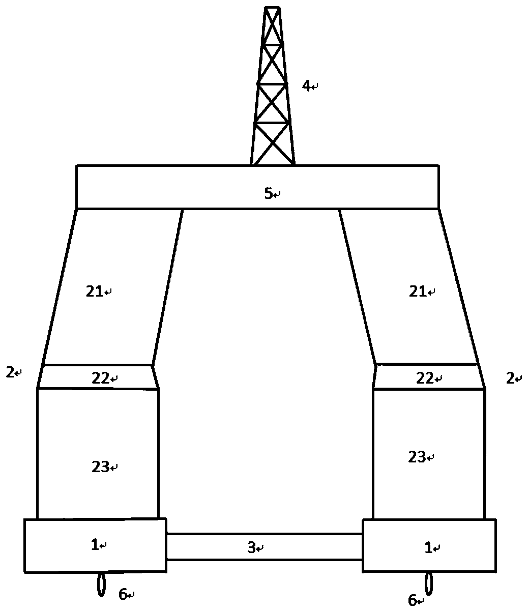 Semi-submersible drilling platform with inclined stand column
