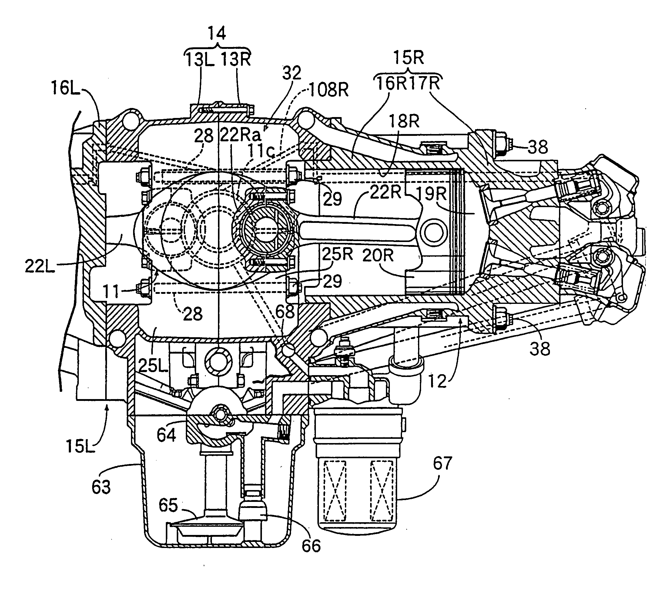 Vibration prevention structure in engine