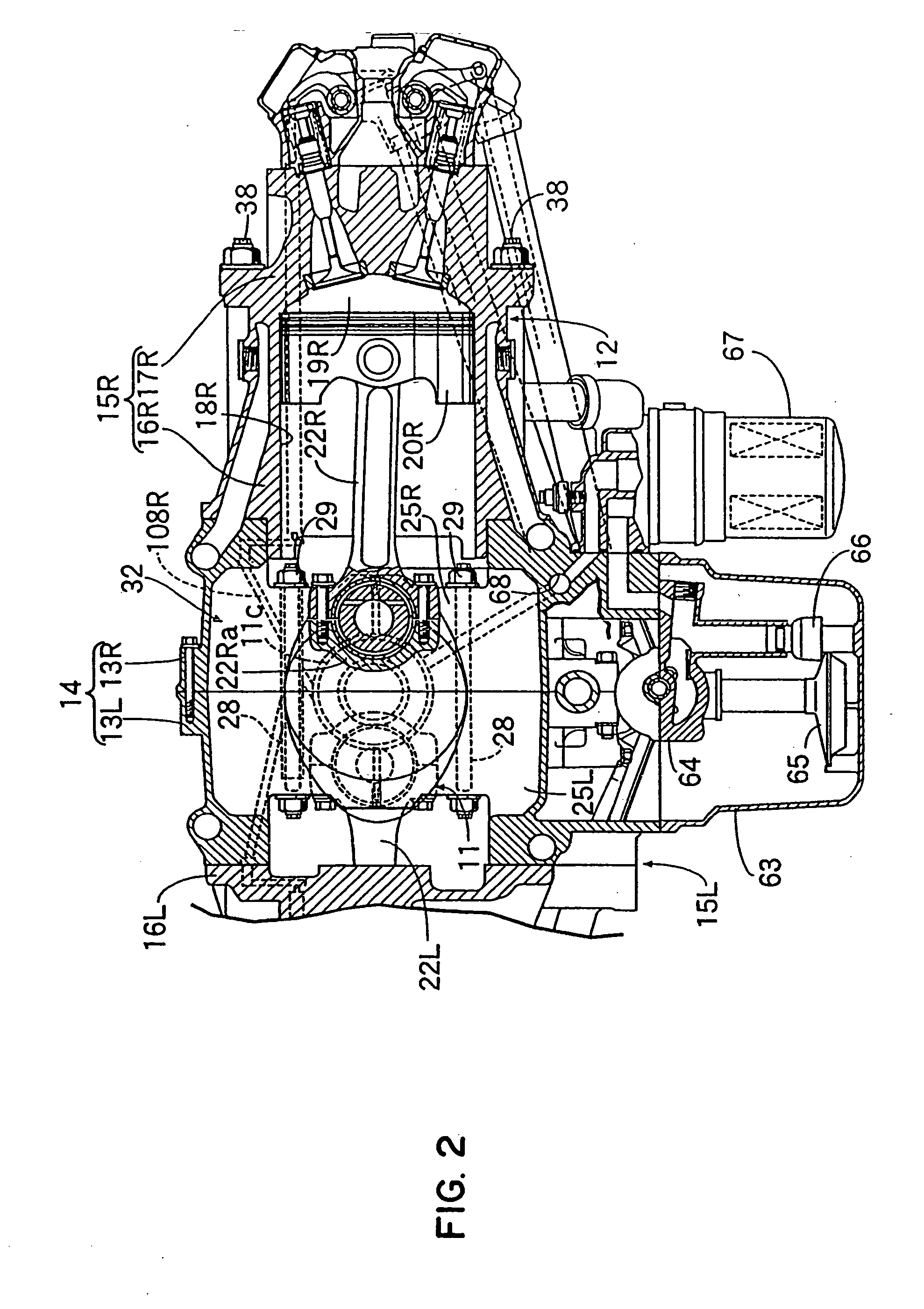 Vibration prevention structure in engine