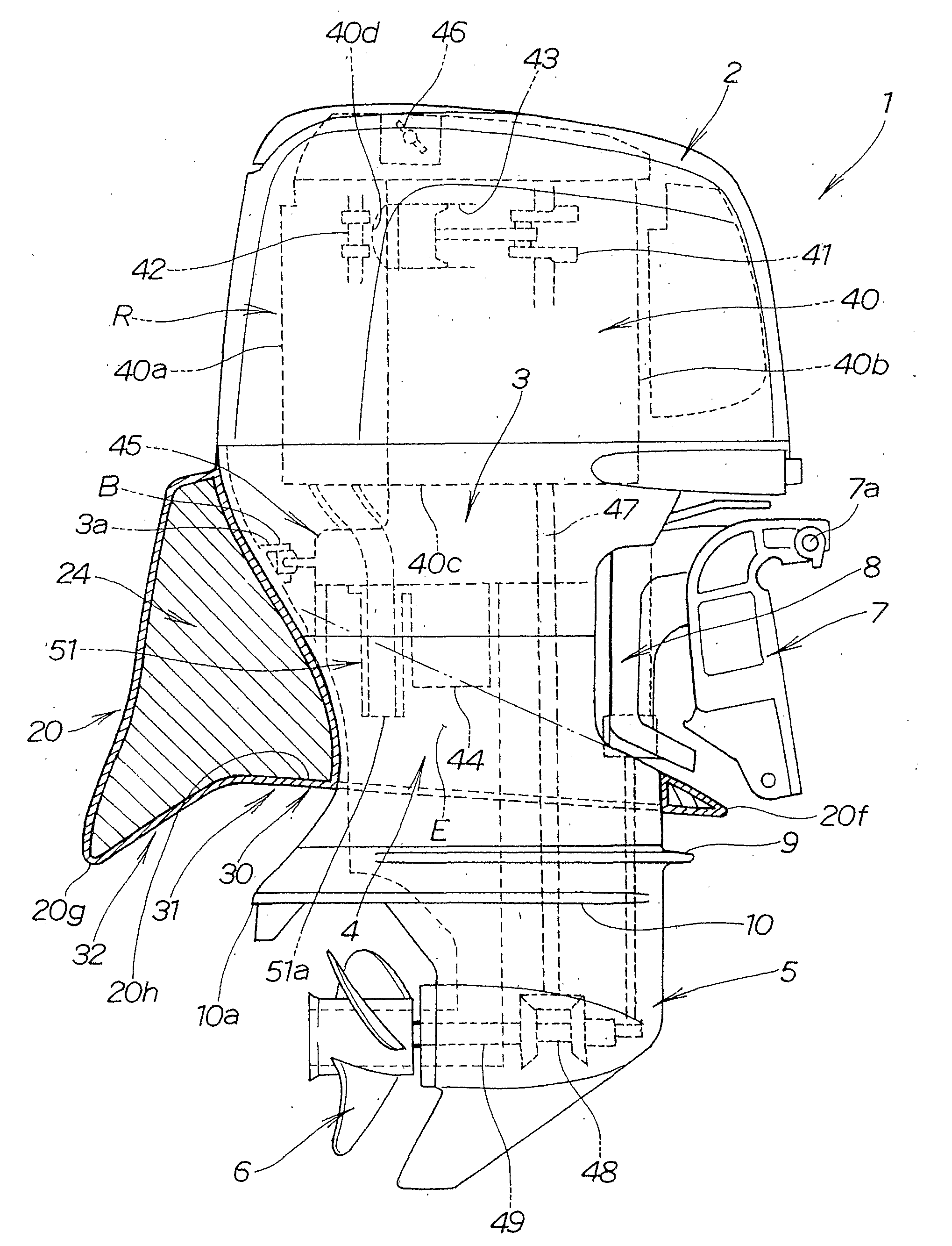 Boat propulsion engine