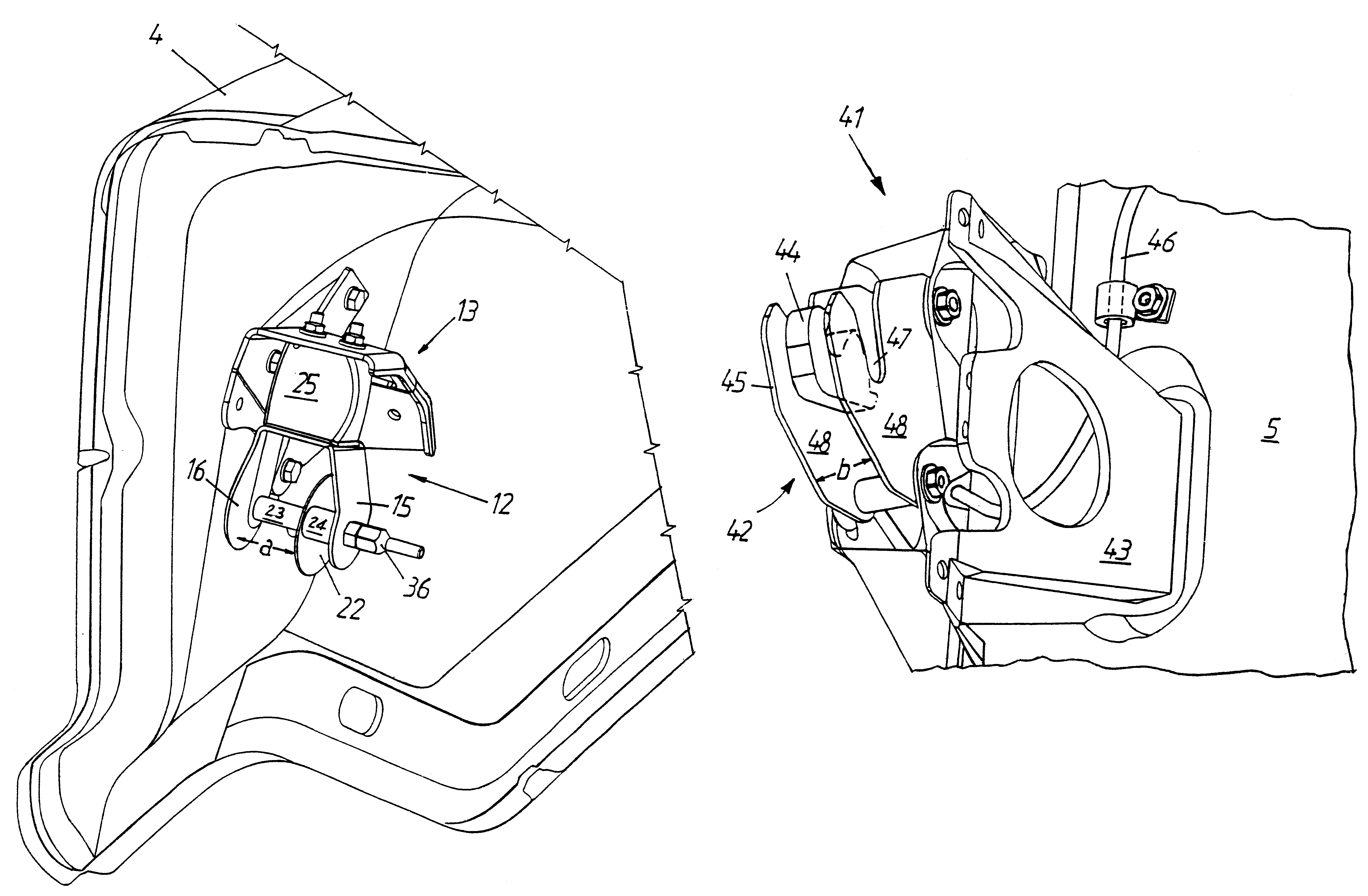 Arrangement for firmly locking an engine bonnet to a vehicle cab