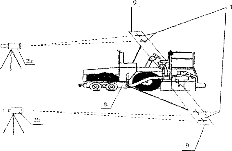 Camera measurement based automatic leveling system and method of spreading machine