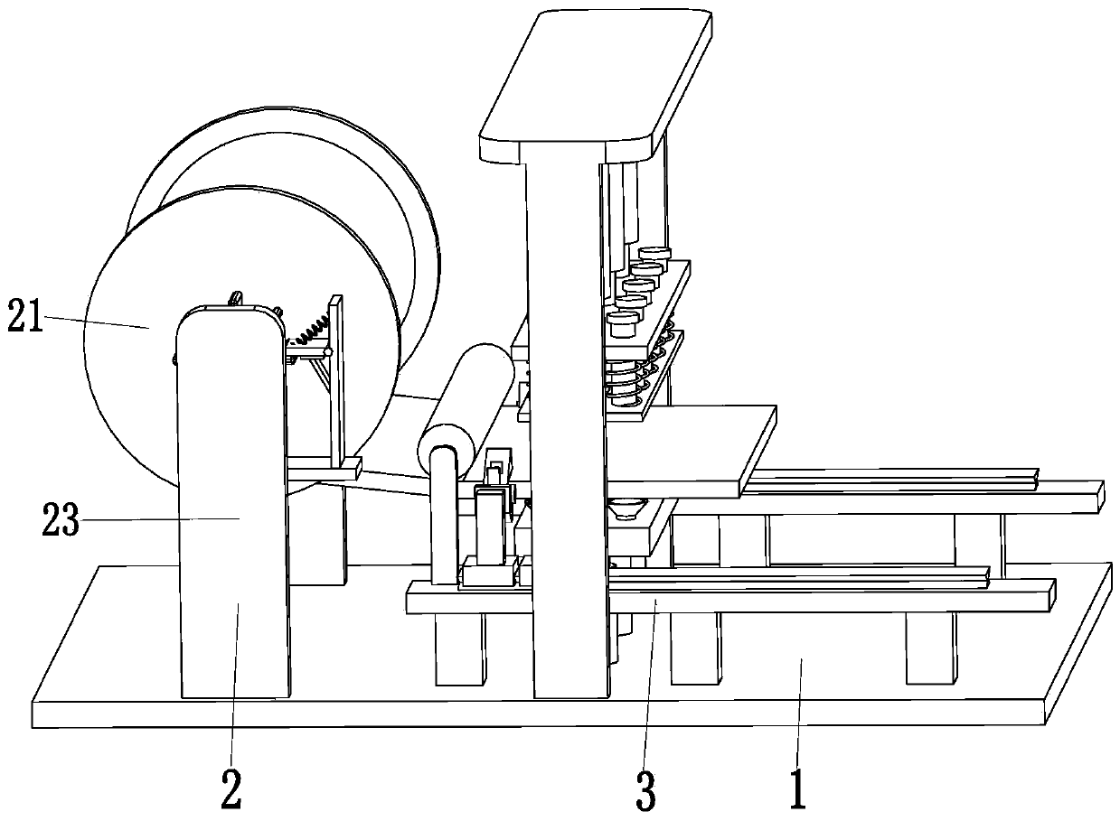 A processing device for the aluminum-plastic film of the outer packaging of the soft-pack battery in the stamping process