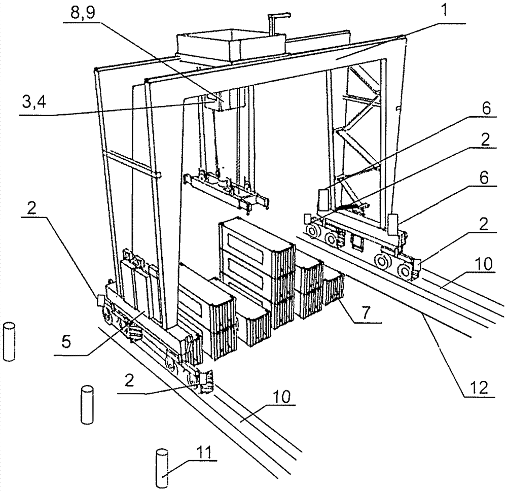 Container wharf flow equipment automatic walking method