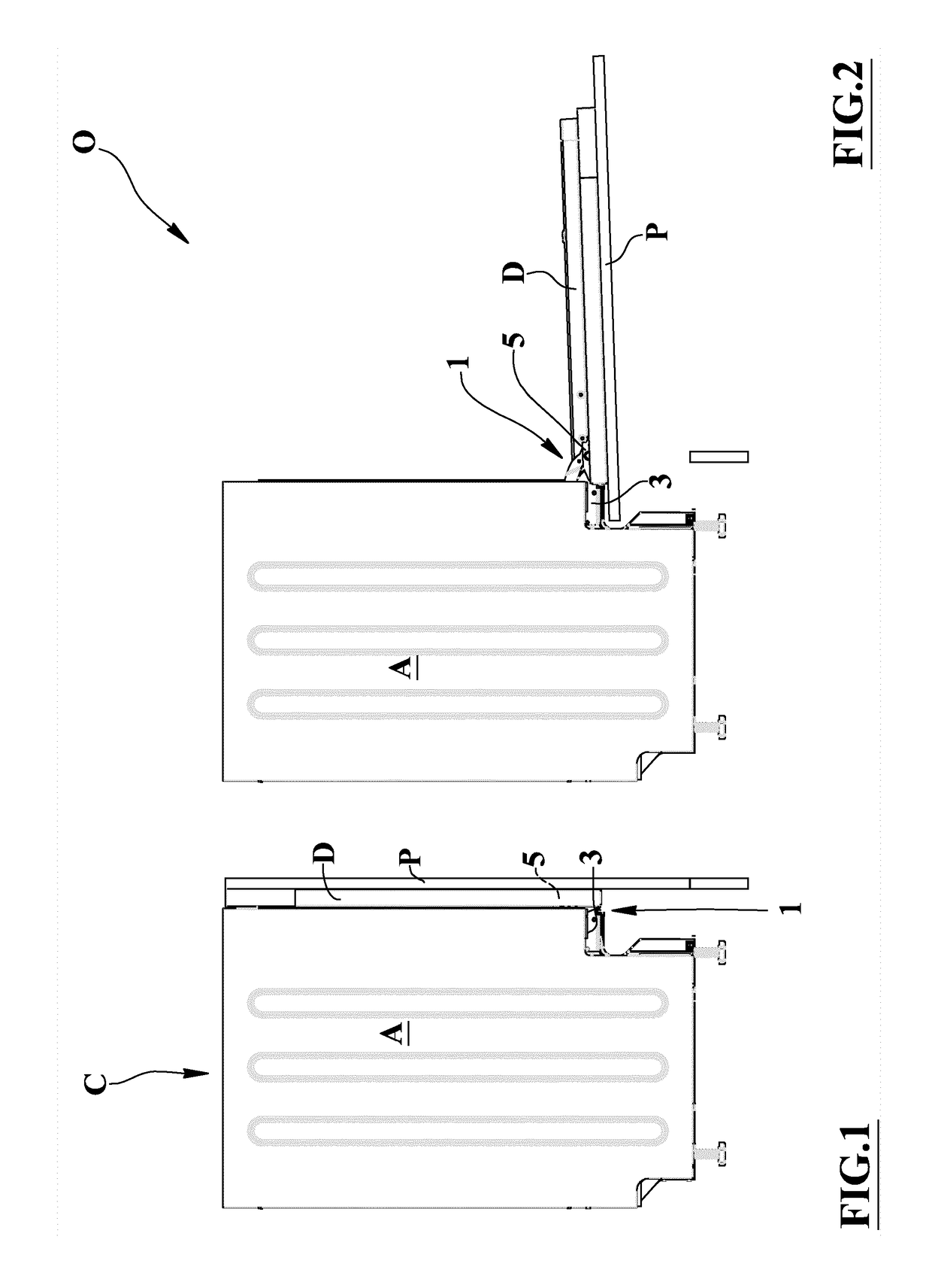 Hinge device with long reciprocating stroke of a front panel