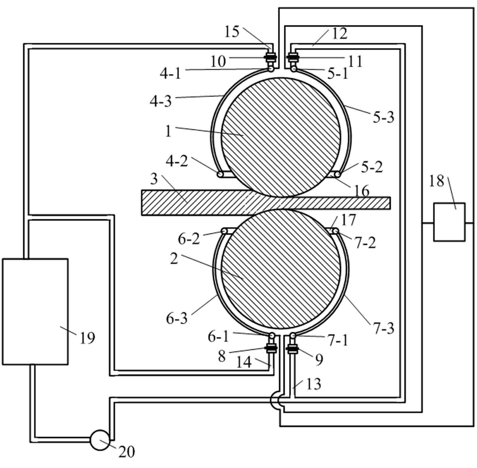 Hot roller warm-rolling device and method for metal plates and strips
