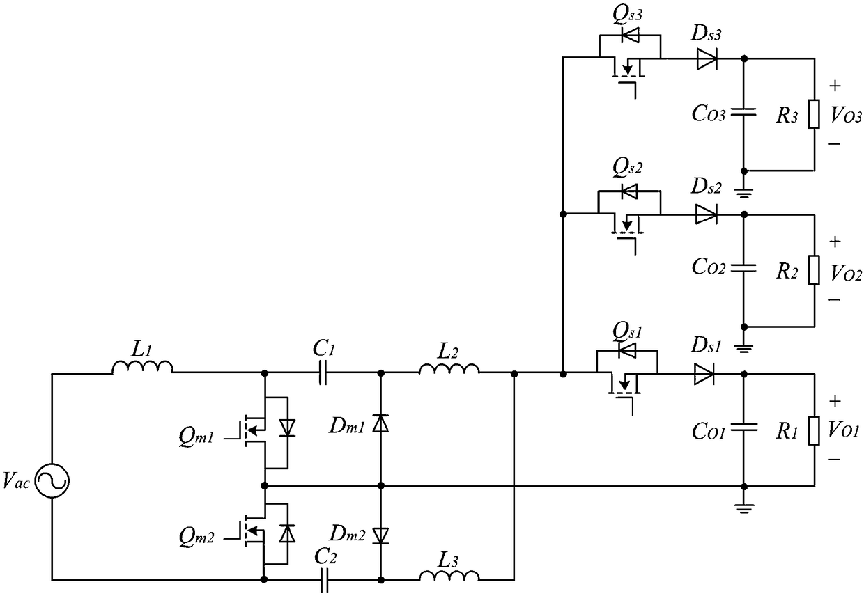 Three-way forward voltage output single-stage bridgeless cukpfc converter and its control method
