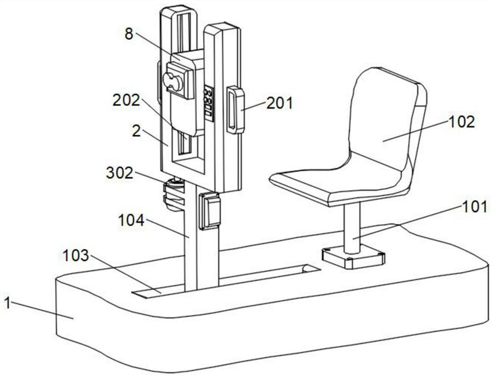 Easily adjustable examination table for ophthalmology department