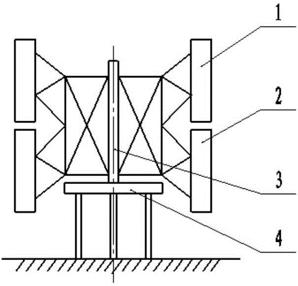 Vertical axis wind turbine with layered and offset combined blades