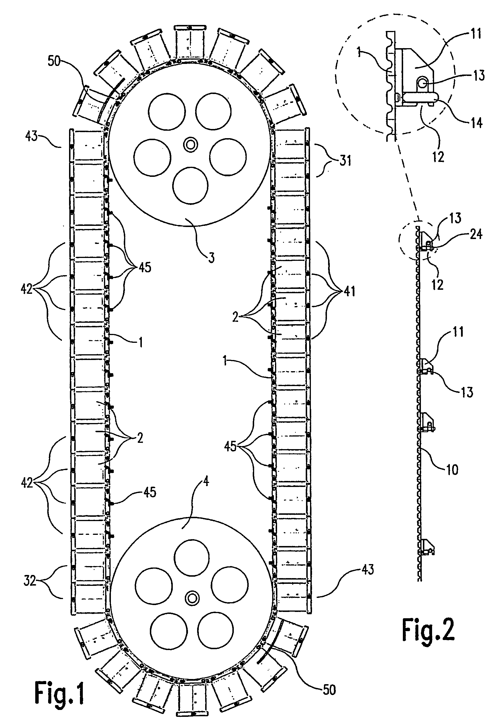 Apparatus and transport container for transport and controller discharge of a load