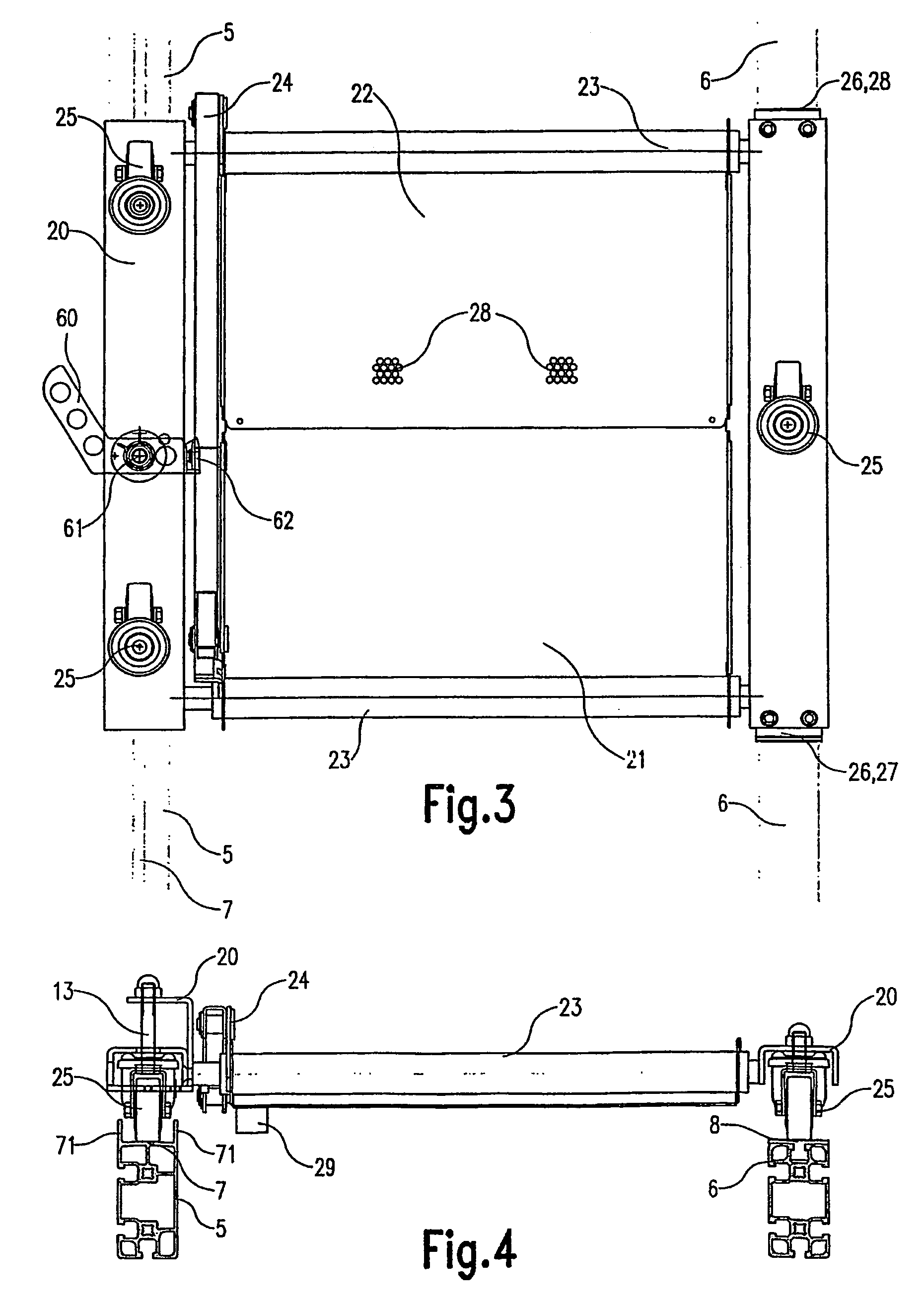 Apparatus and transport container for transport and controller discharge of a load