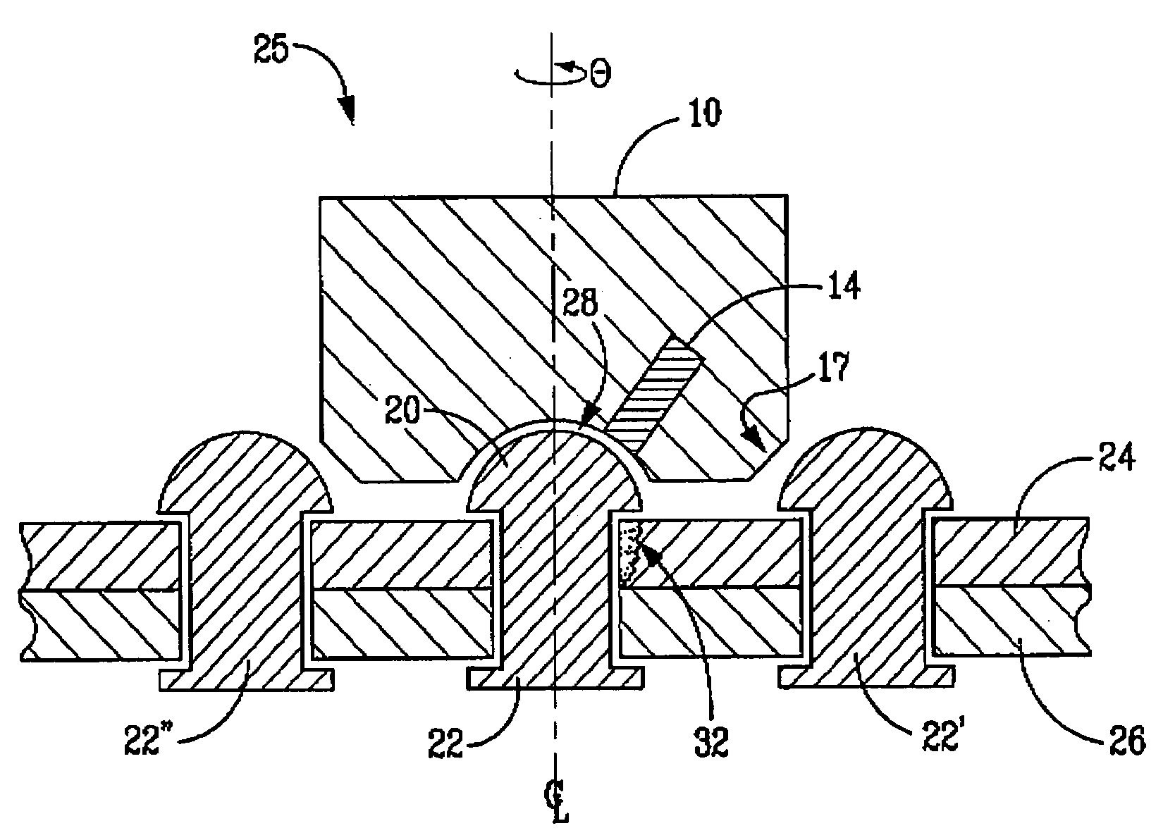 Rotating concave eddy current probe
