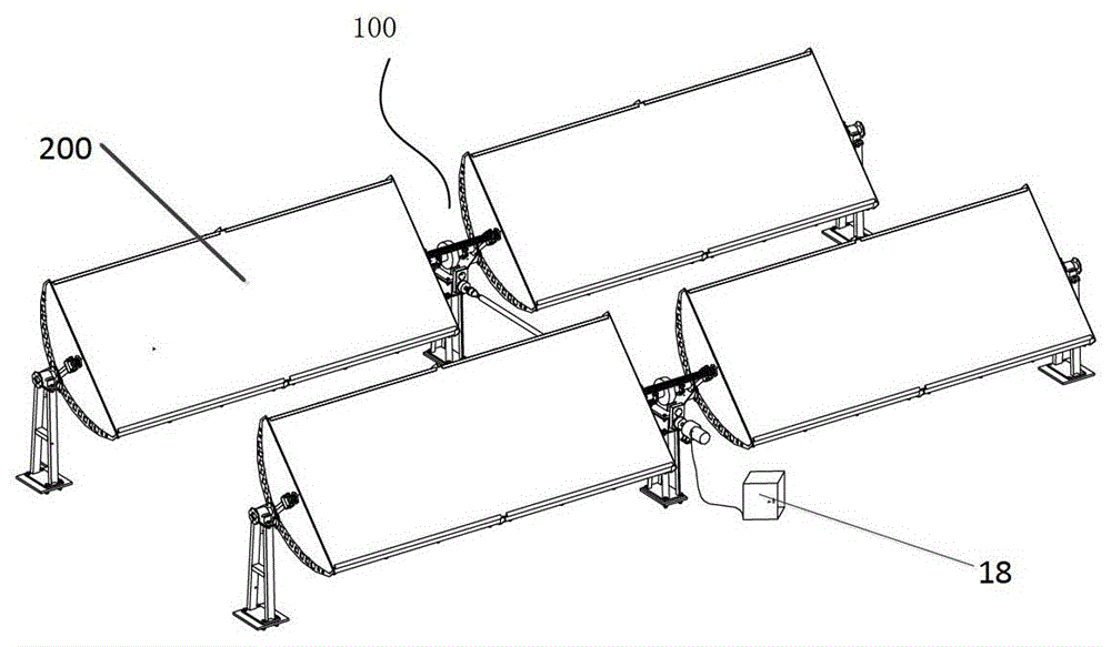 Array type heat collecting device and control method thereof