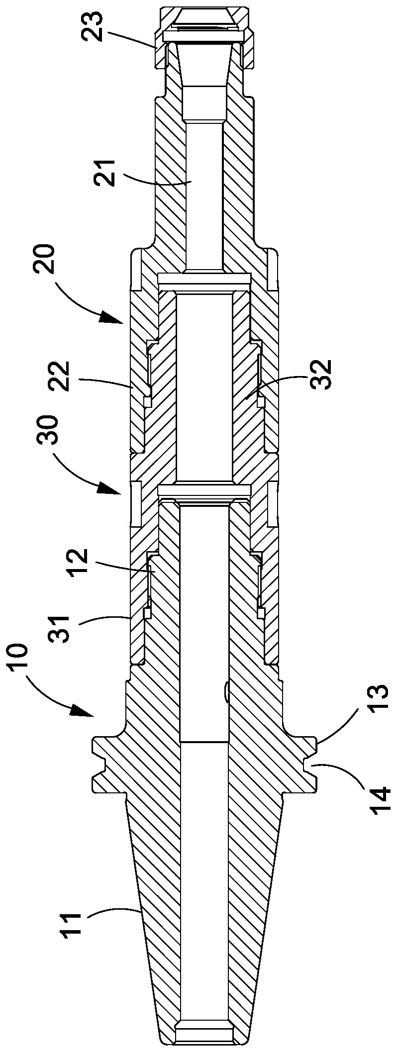 Tool holder with internal rigid retaining device