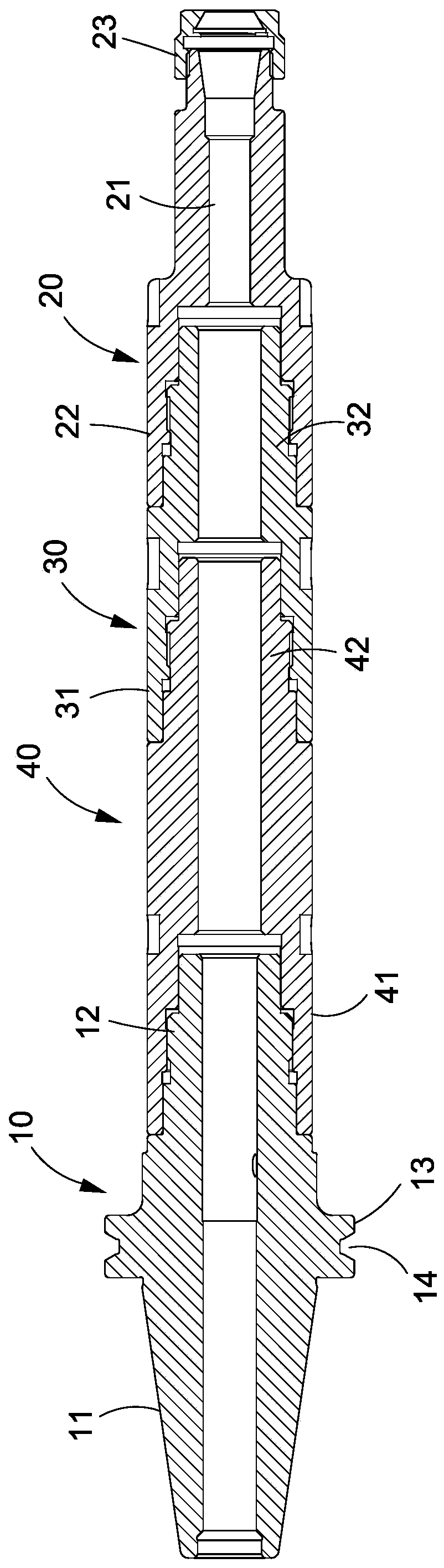 Tool holder with internal rigid retaining device