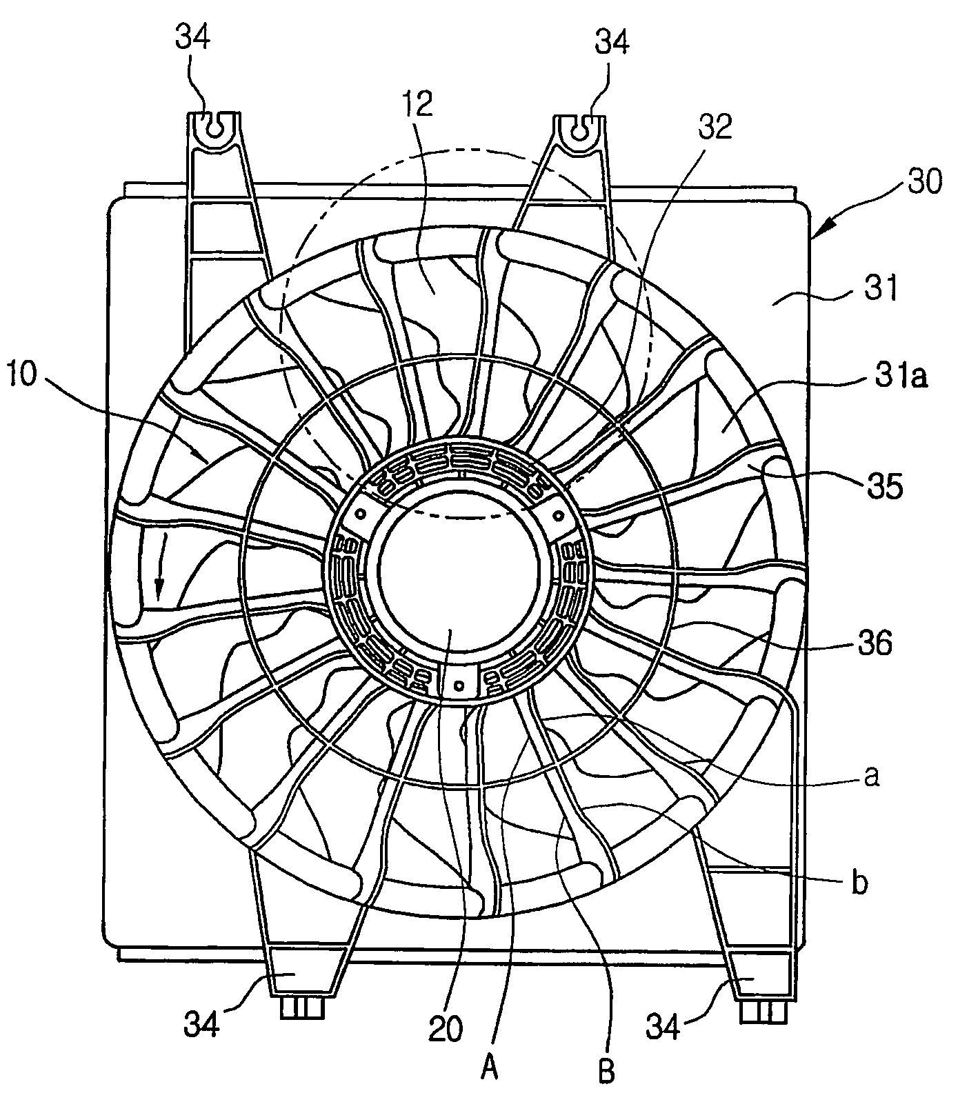 Guide blade of axial-flow fan shroud