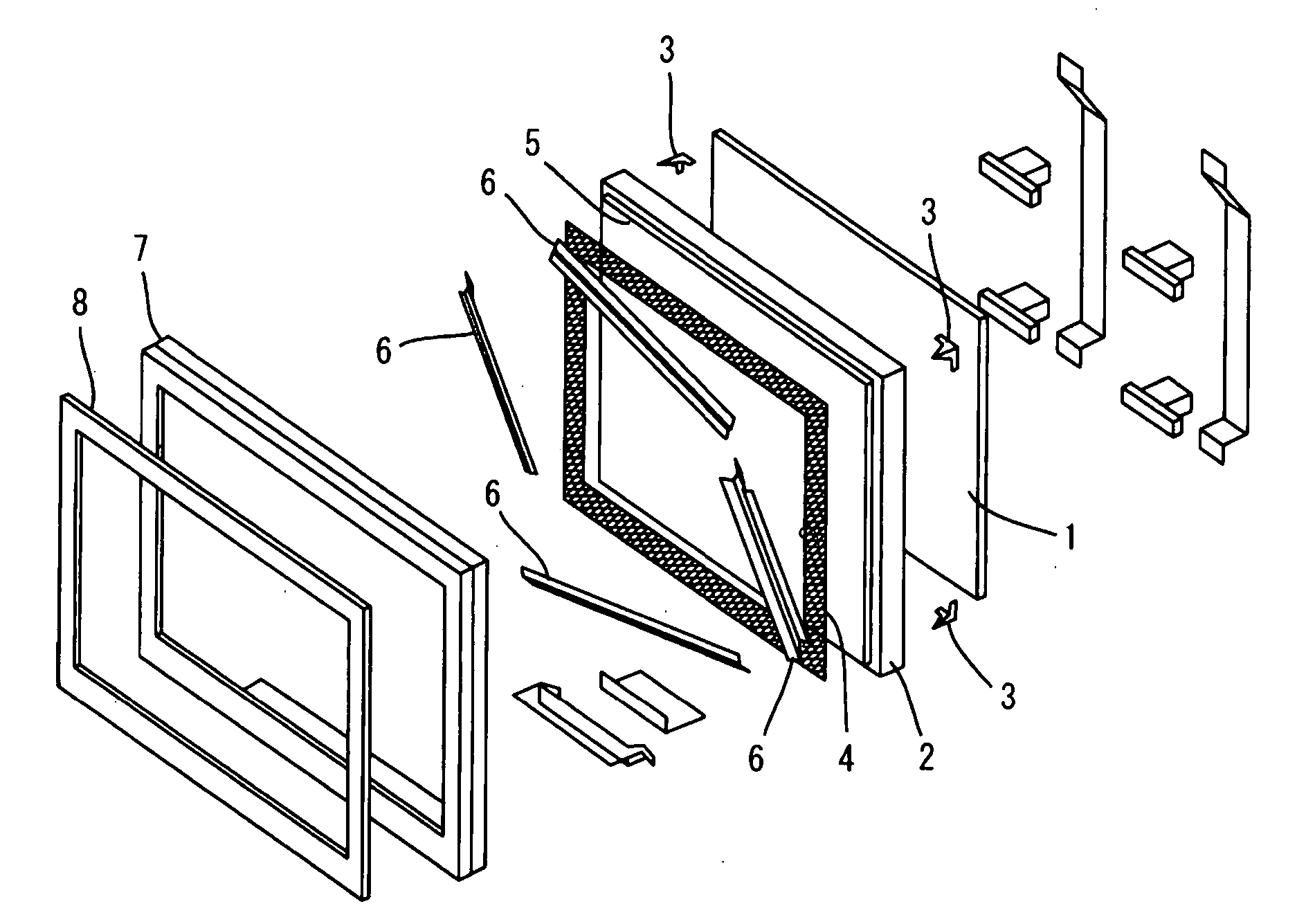 Construction and method for assembling flat display panel, and plasma television