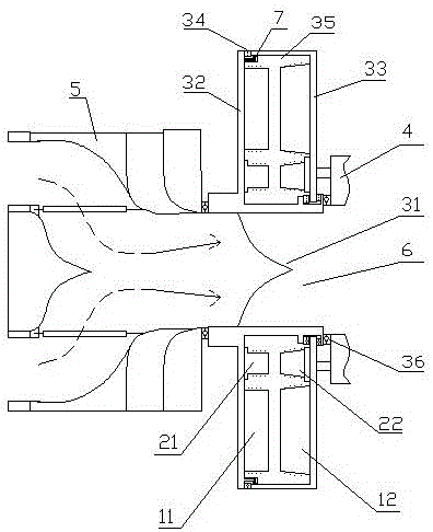 Horizontal through flat fixed paddle axial flow hydraulic generator and acting method thereof