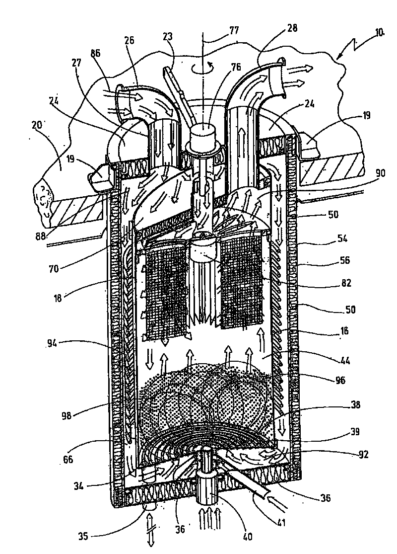 Device for treating particulate material