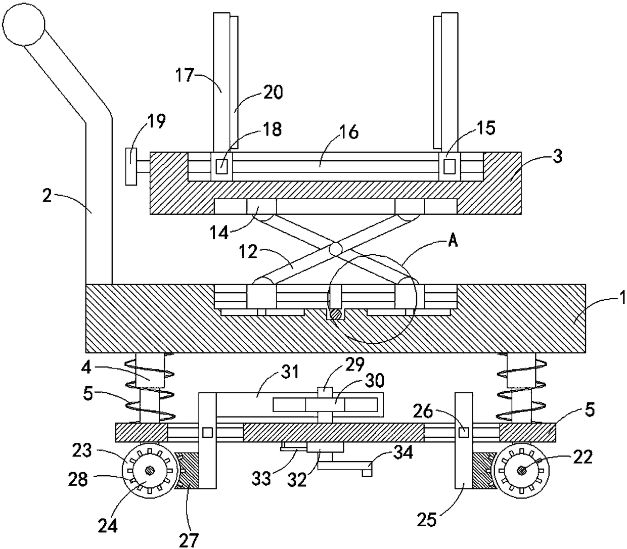 Power equipment transporting vehicle convenient to load and unload