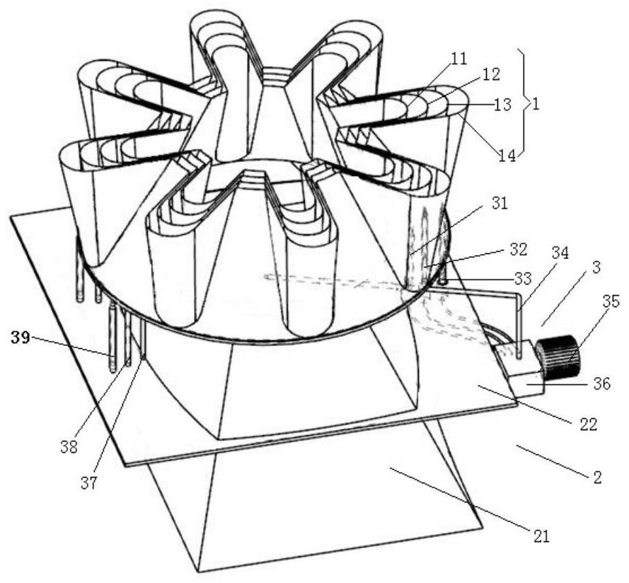 Injection device of exhaust volute of marine gas turbine