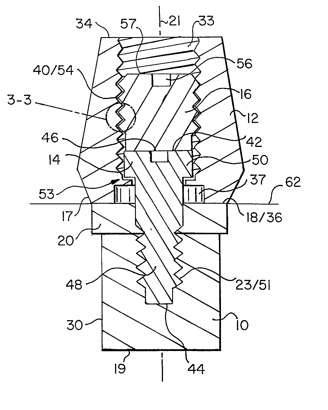 System of securement of dental abutments to dental implants