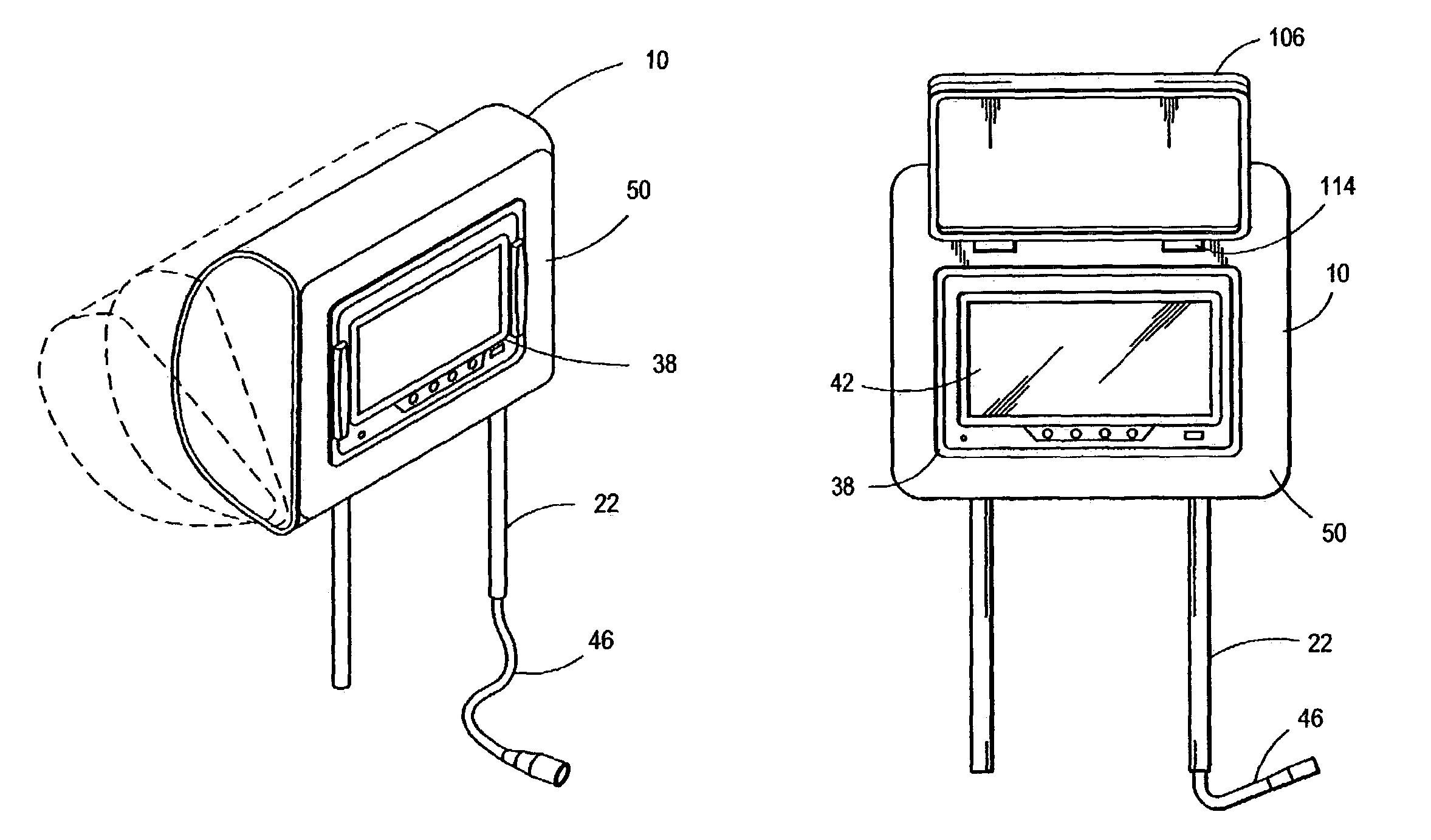Headrest mounted video display