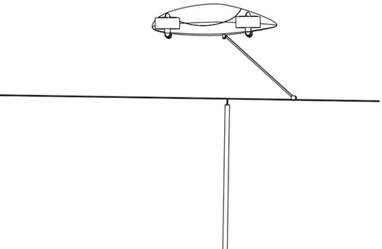 Overhead contact network power supply aircraft