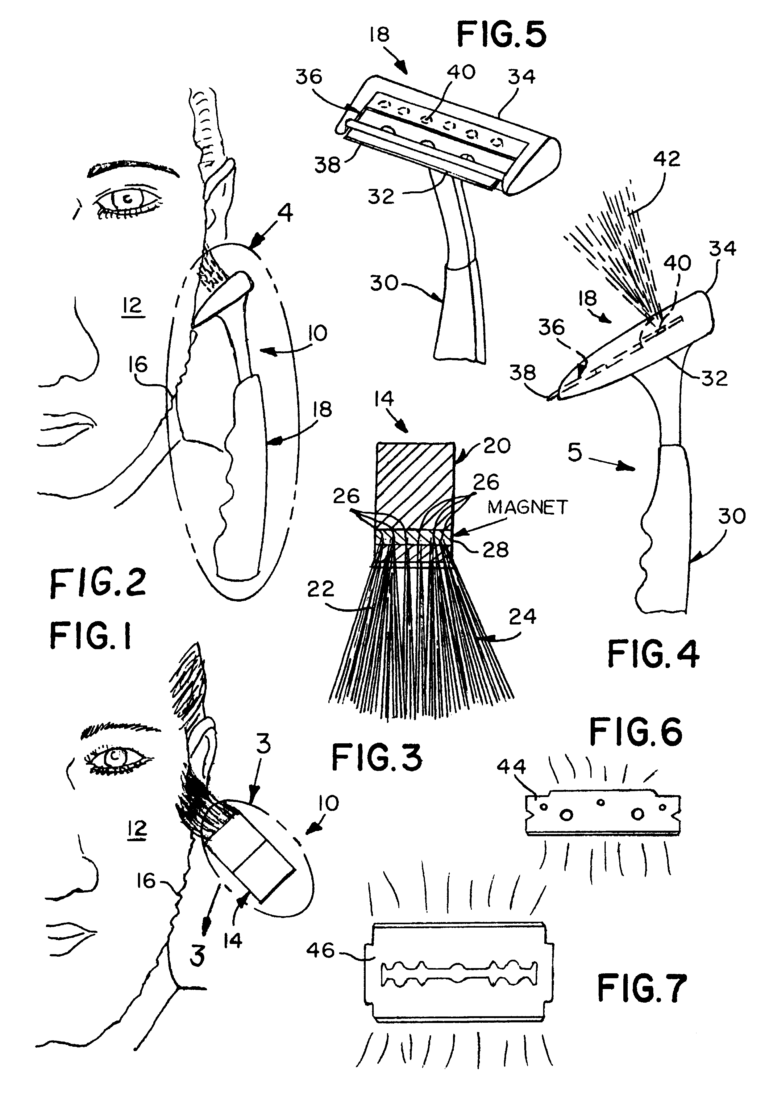 Set of implements for shaving a body part