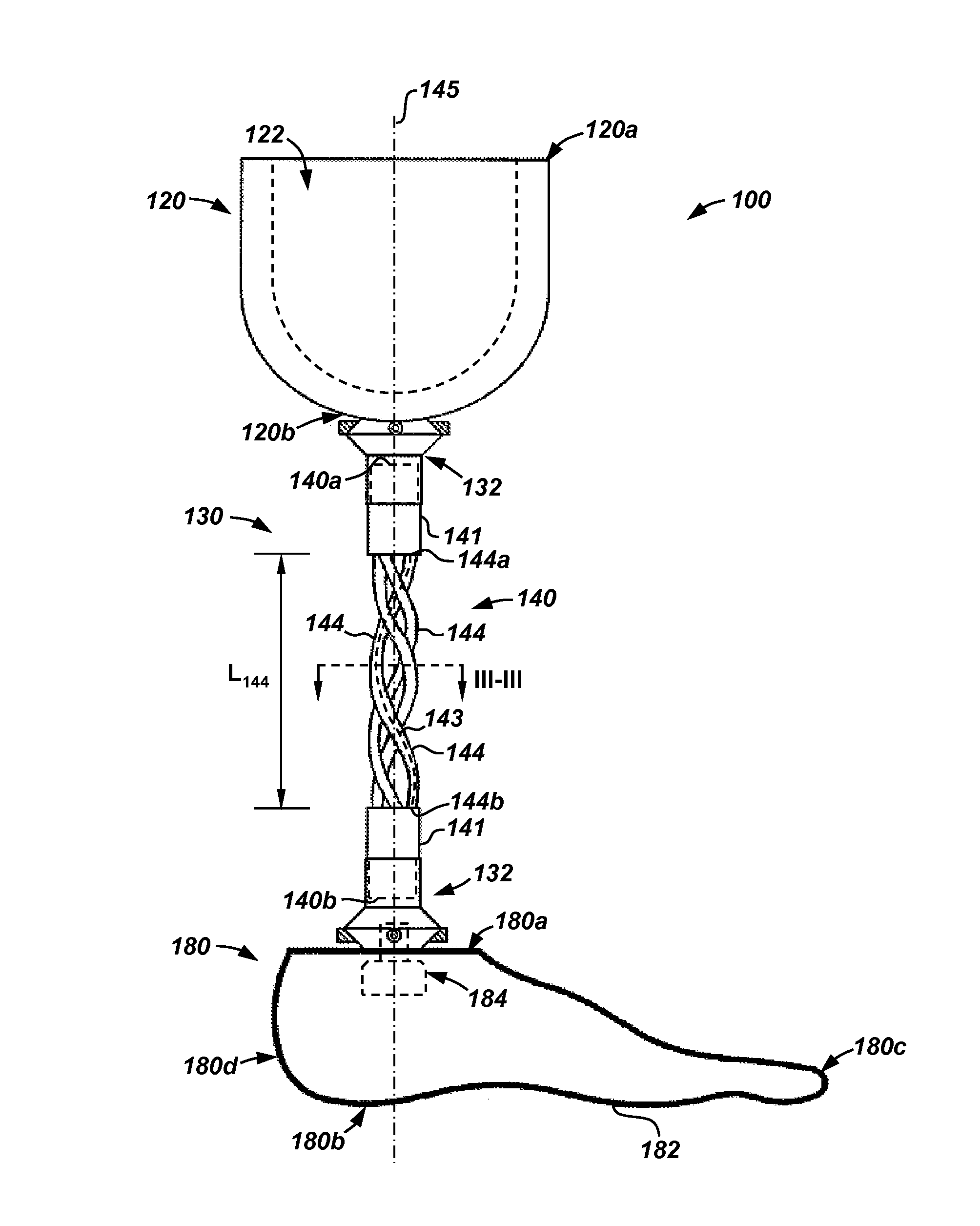 Composite pylon for a prosthetic device