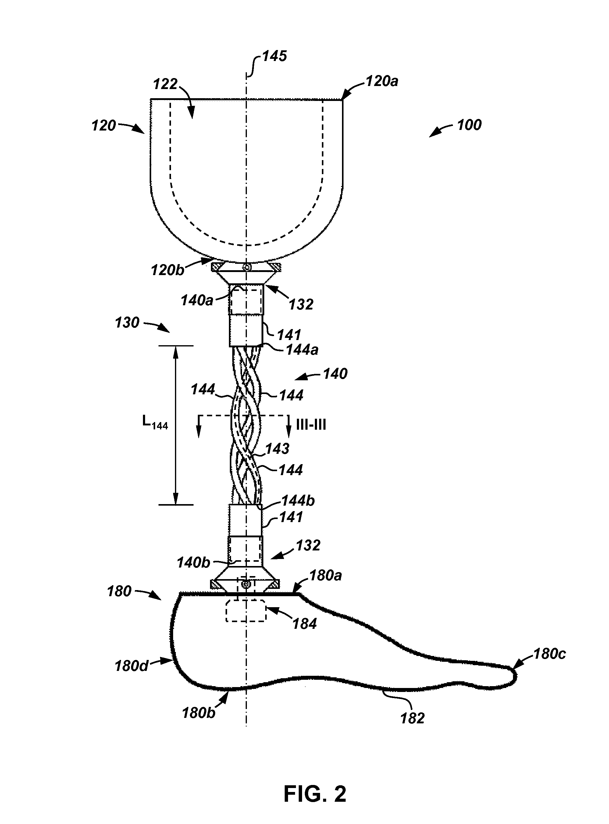 Composite pylon for a prosthetic device