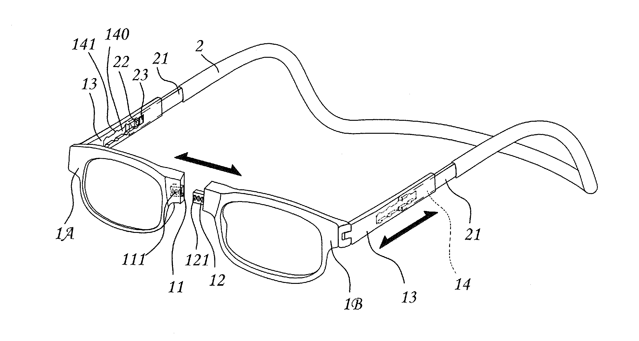 Adjustable eyeglass frame