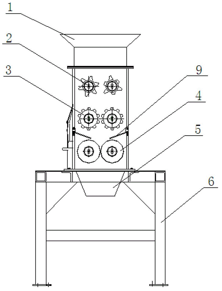 A device for crushing nitrocellulose-absorbed drug clusters or drug blocks