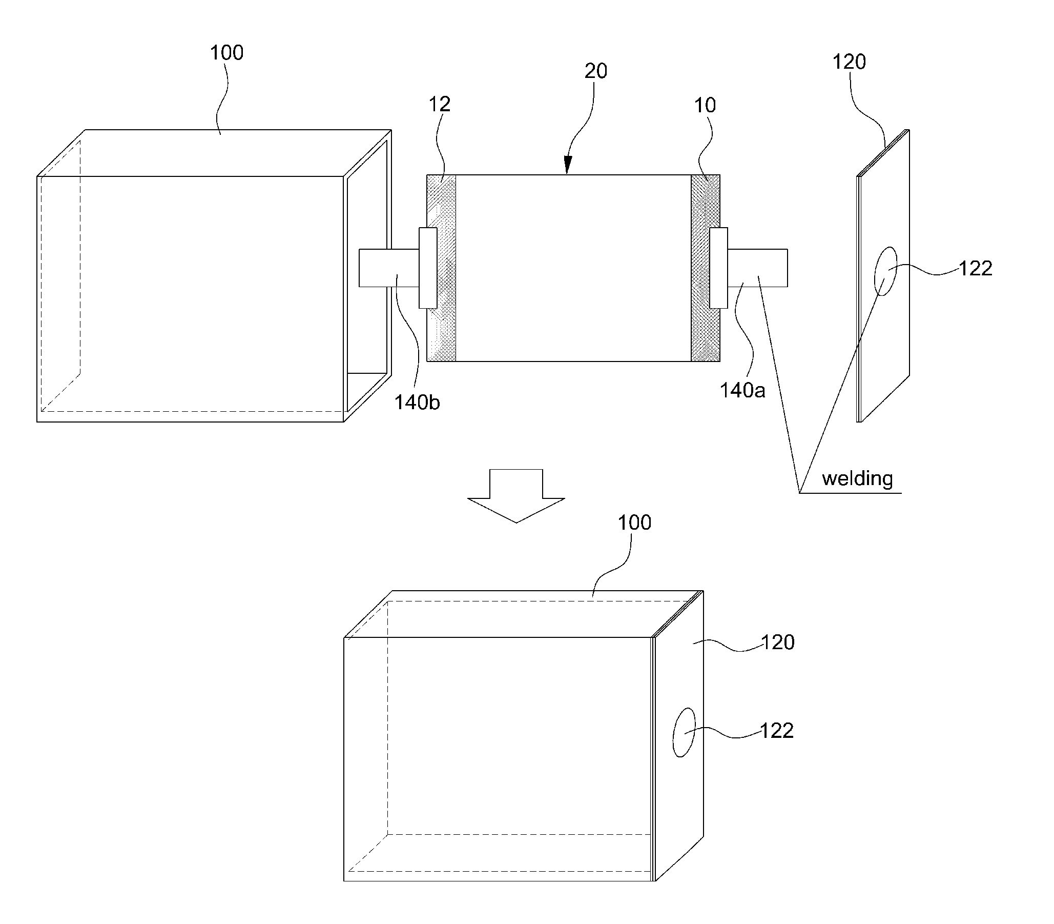 Middle or large sized battery