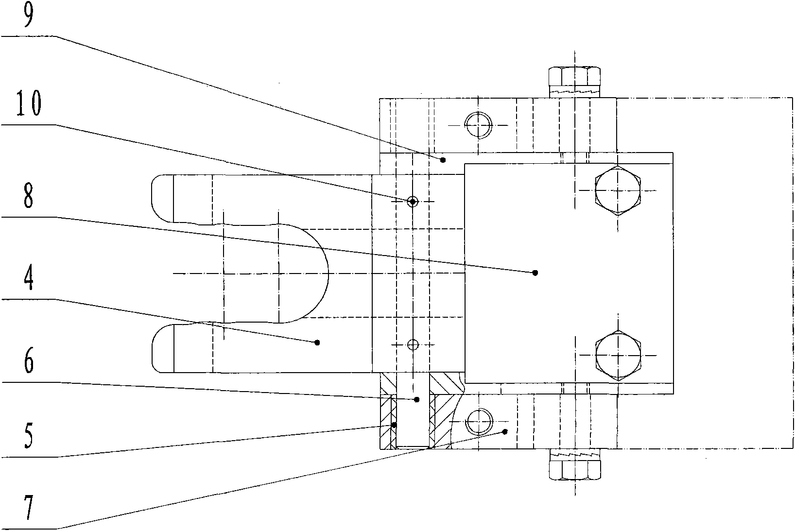 Oral tube conveying clamp for soft-bag large transfusion production line