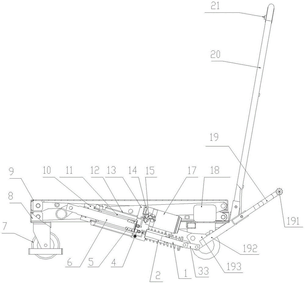 A cart with a hydraulic lifting platform and a hydraulic cylinder