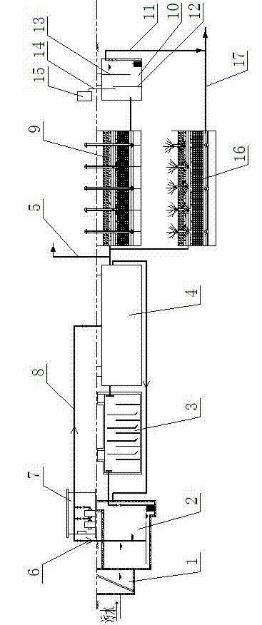 Folded plate anaerobic moving biofilm online sewage treatment system