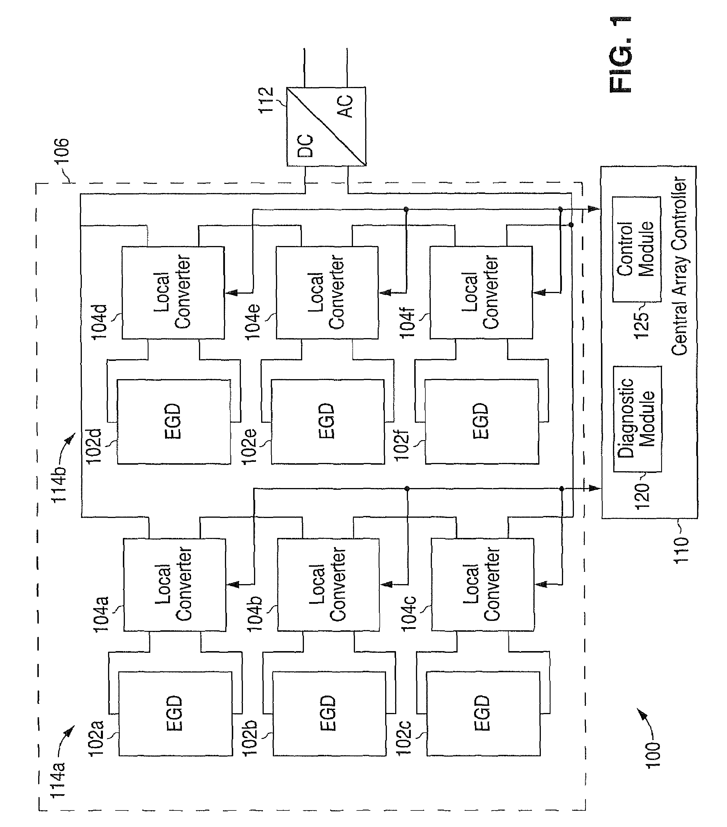 Method and system for providing local converters to provide maximum power point tracking in an energy generating system