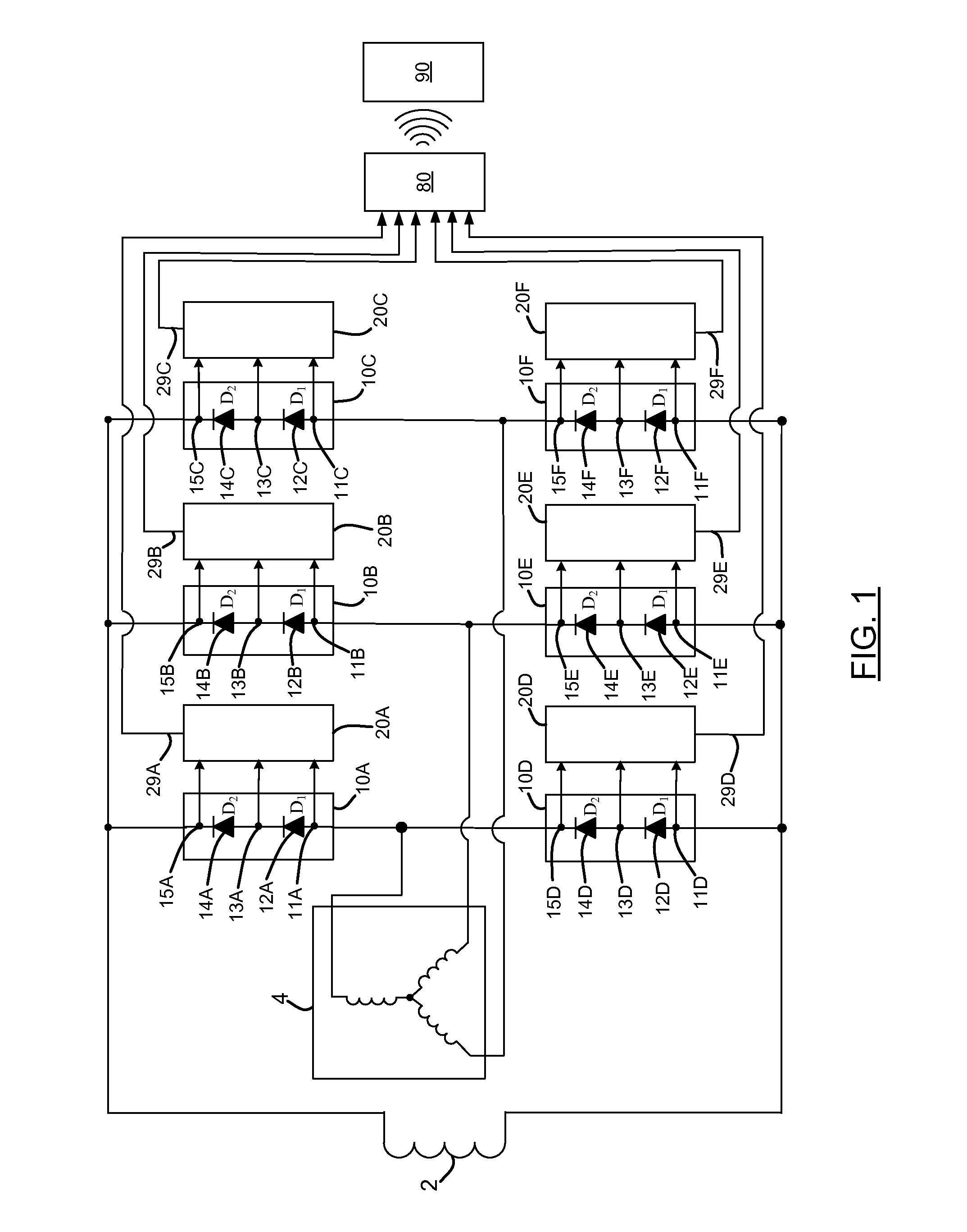 Method and apparatus for fault detection of series diodes in rectifiers