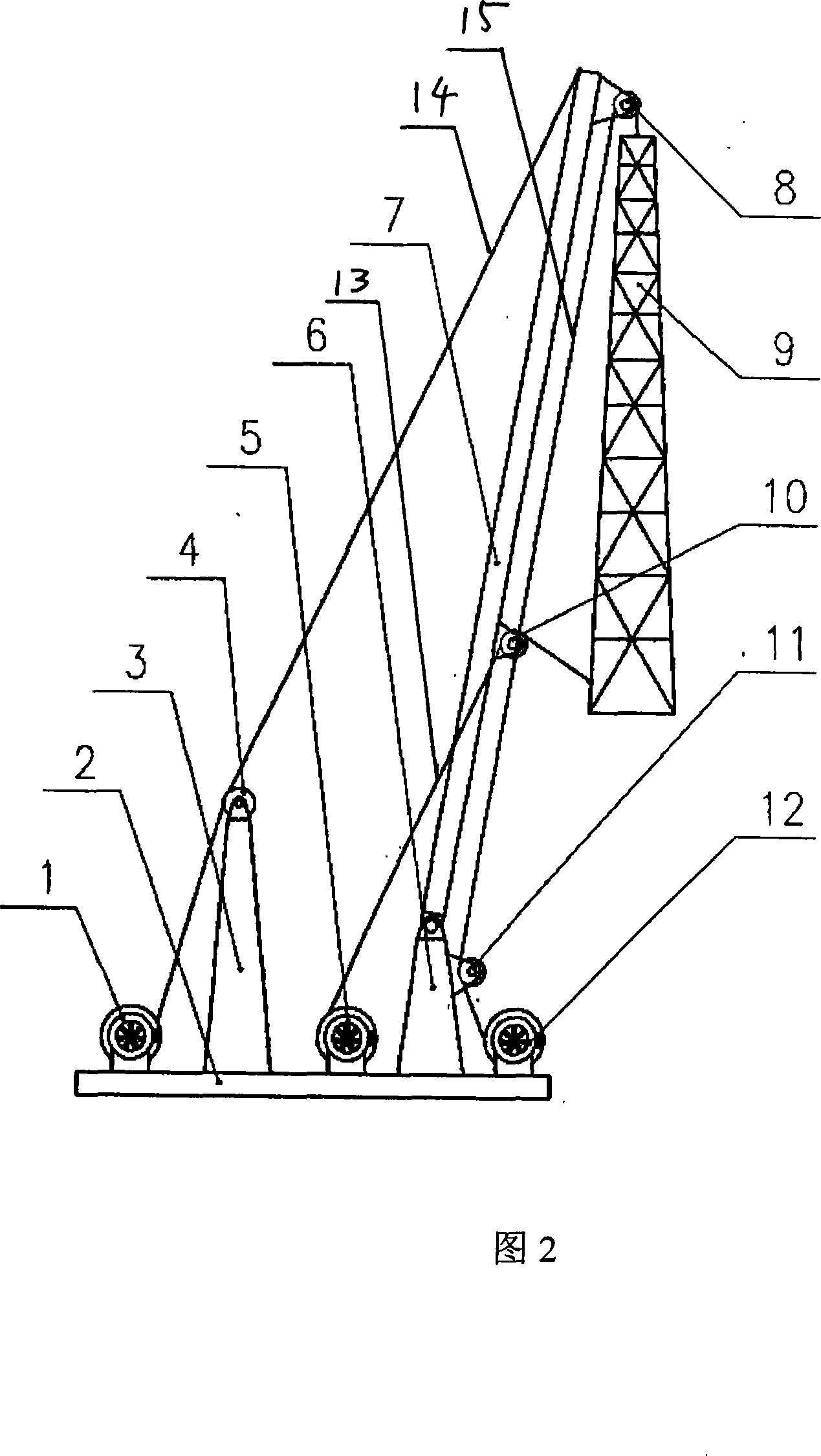 Method and equipment for hanging iron tower