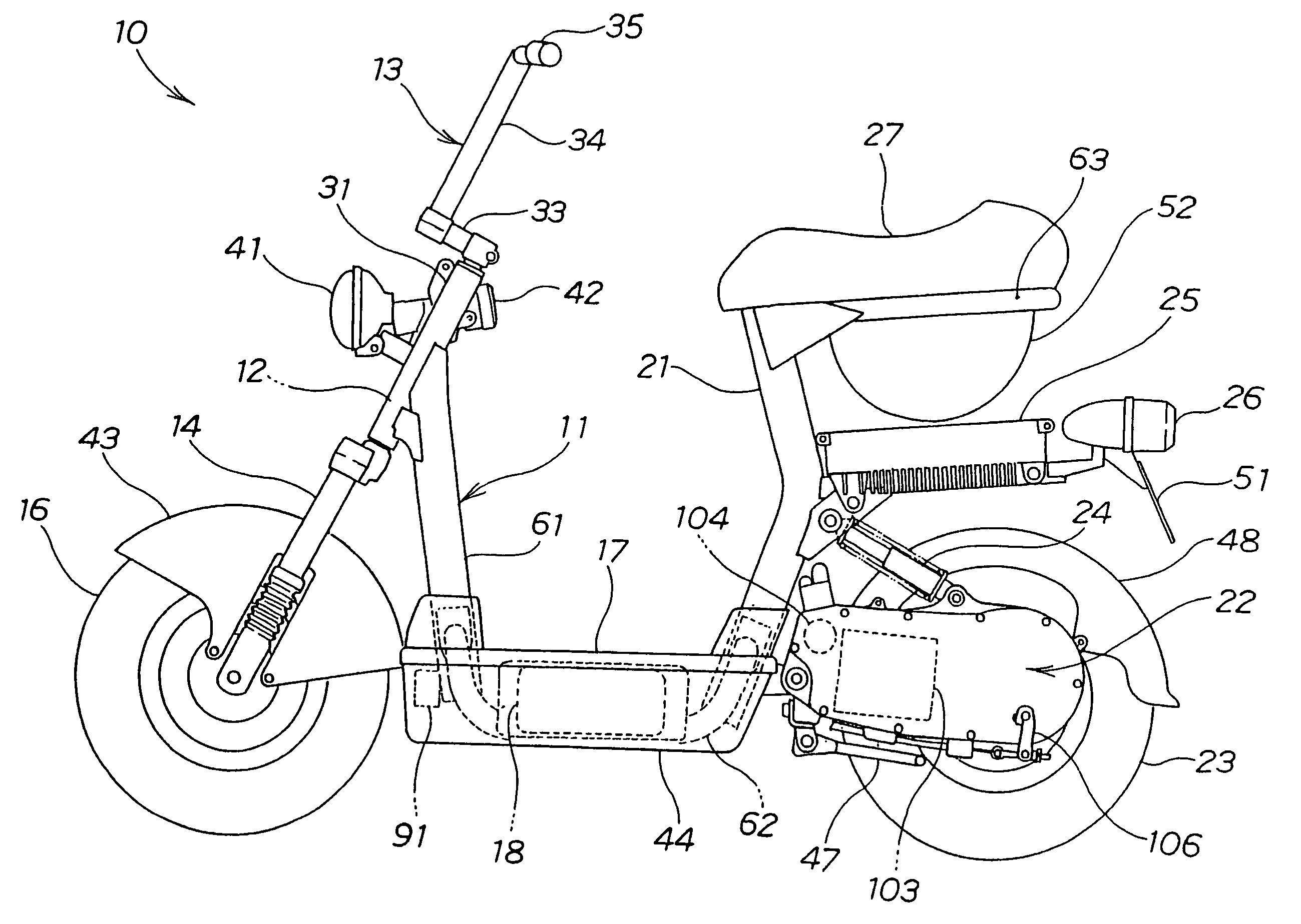 Under-seat structure for a motorcycle