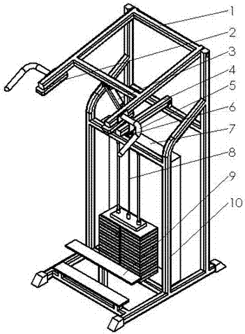 Shoulder pad type crus exercise machine and use direction thereof